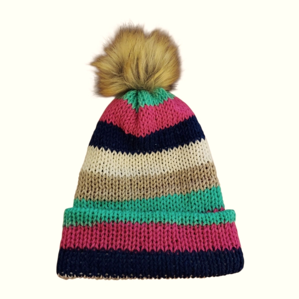Knitted Double Layer Striped Beanie